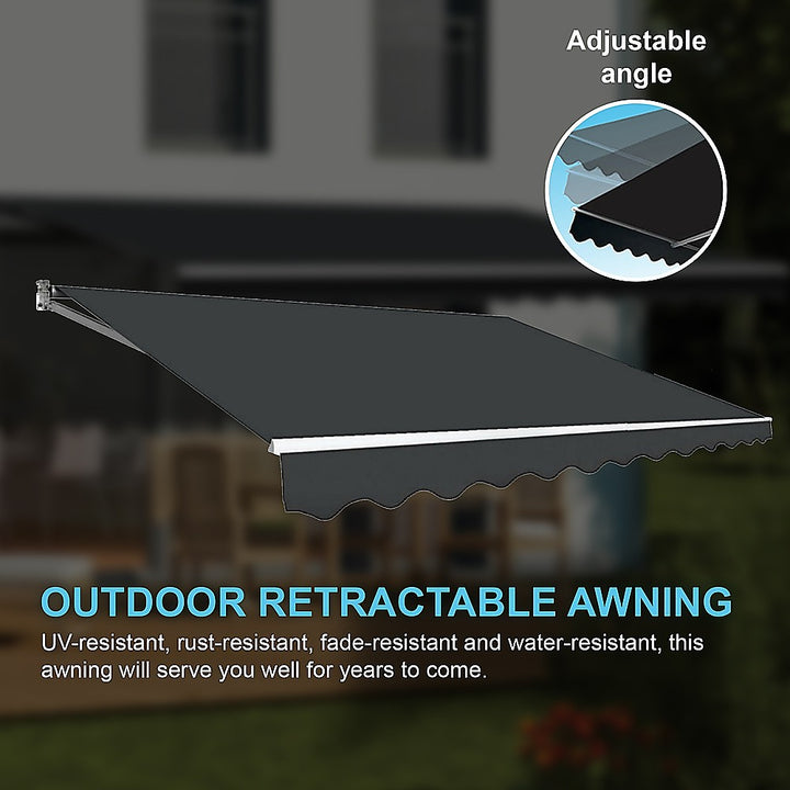 Motorised Outdoor Folding Arm Awning Retractable Sunshade Canopy Grey 4.0m x 3.0m