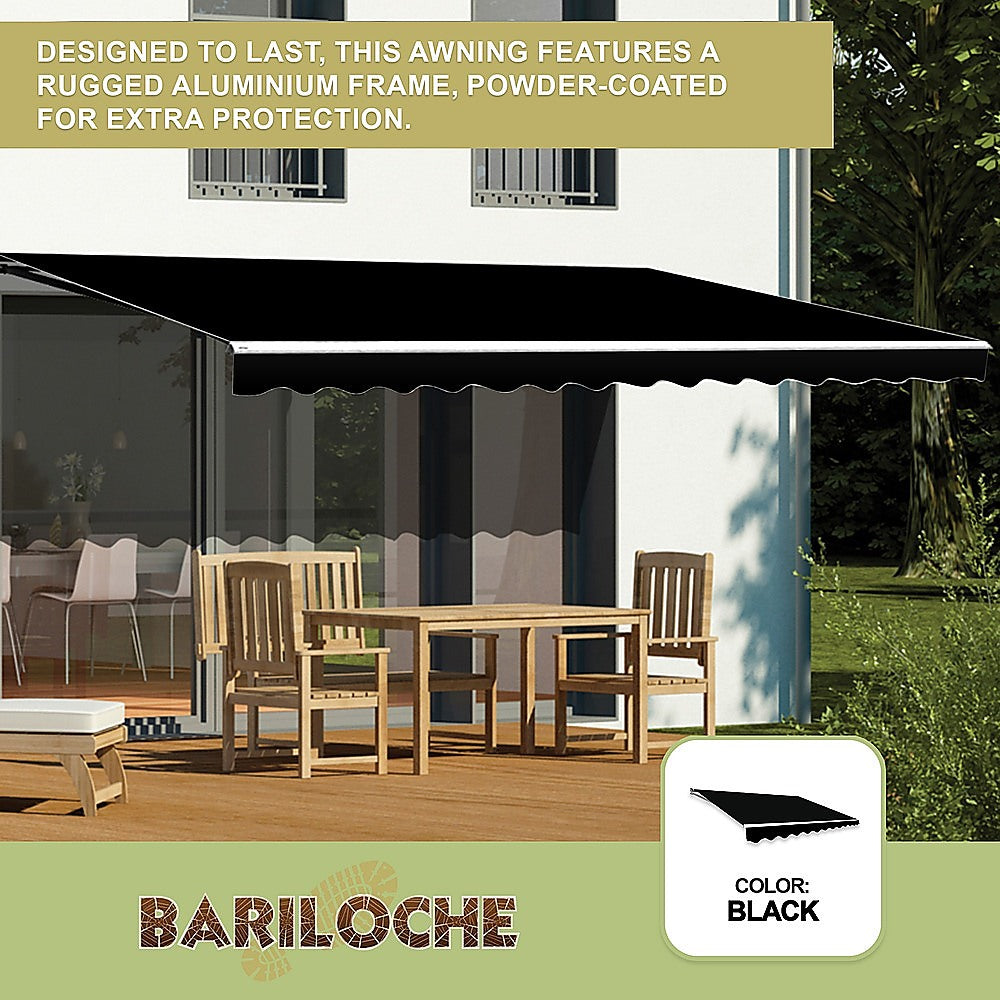 Motorised Outdoor Folding Arm Awning Retractable Sunshade Canopy Black 5.0m x 2.5m