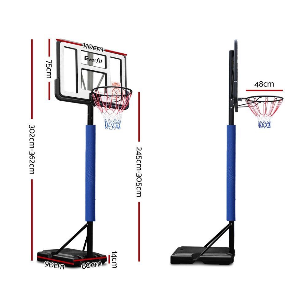 3.05M Basketball Hoop Stand Portable Adjustable Blue