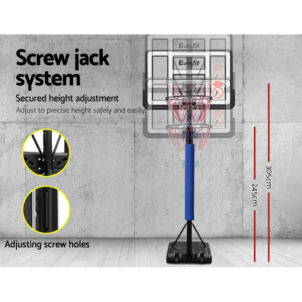 3.05M Basketball Hoop Stand Portable Adjustable Blue