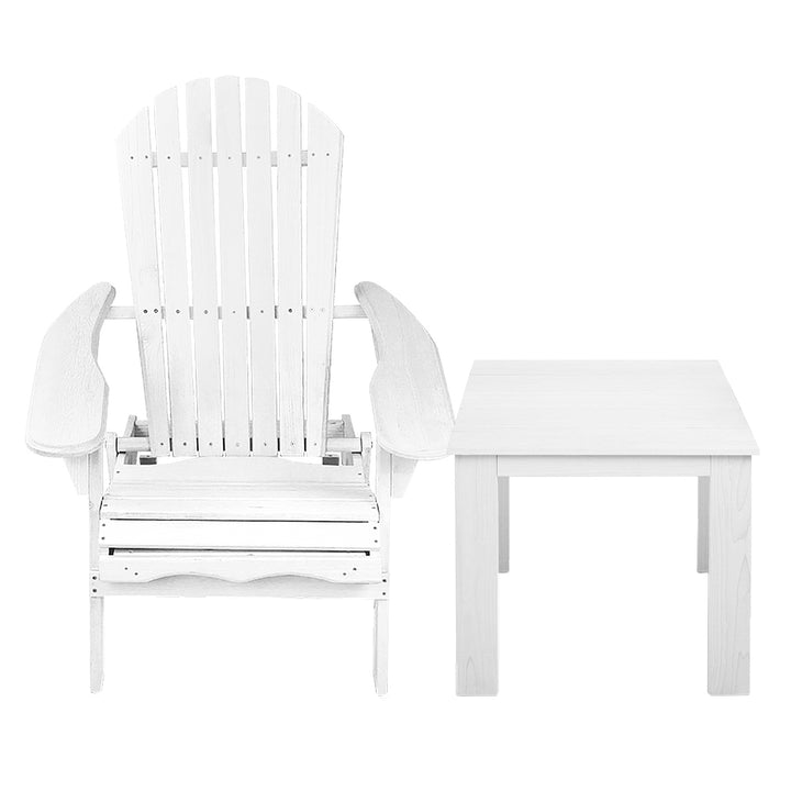 Gardeon 3 Piece Outdoor Adirondack Beach Chair and Table Set - White - The  Best Backyard