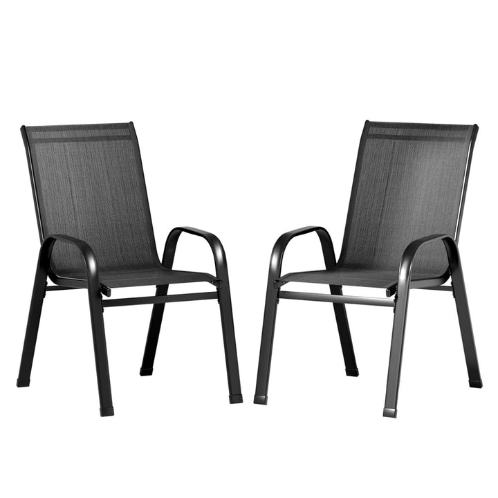 2X Outdoor Stackable Chairs - Black