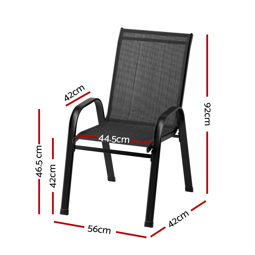 2X Outdoor Stackable Chairs - Black