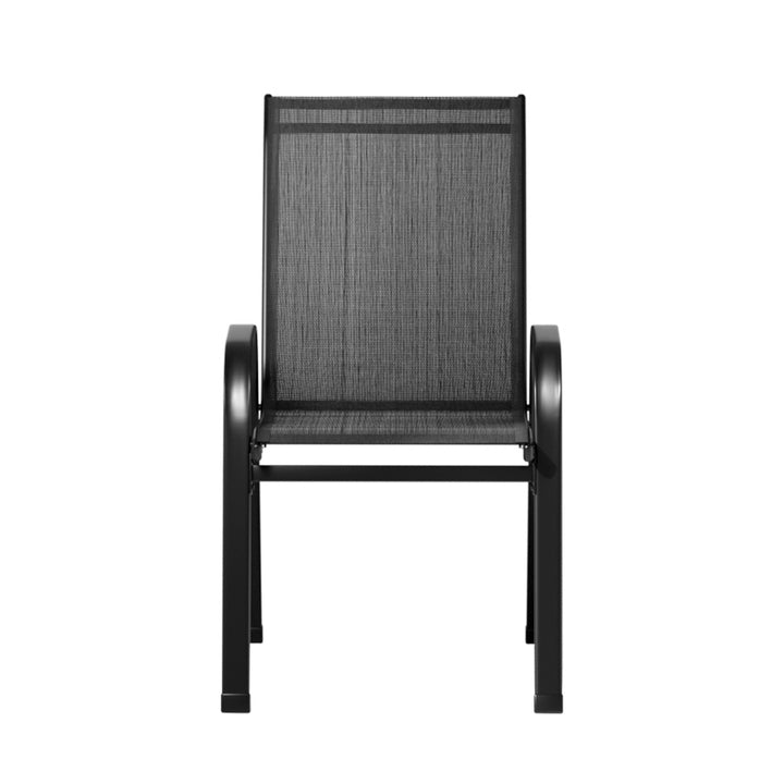 2X Outdoor Stackable Chairs - Black