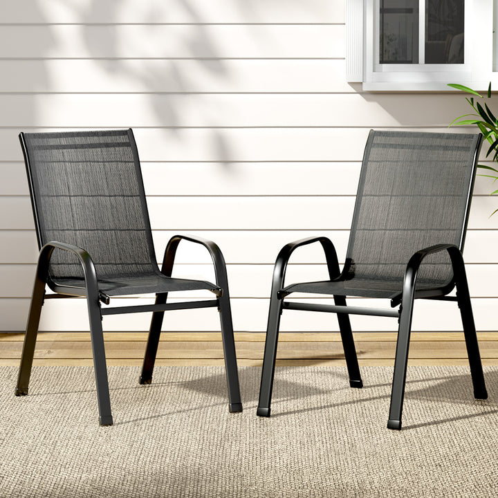 2X Outdoor Stackable Chairs - Grey