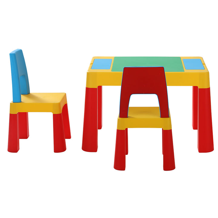 Keezi 3PCS Kids Table and Chairs Set Activity Chalkboard Toys Storage Box Desk