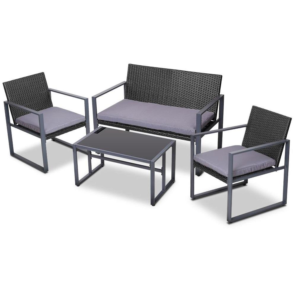 Outdoor Furniture 4pc Patio Set - Table & Chairs Black – The Best Backyard