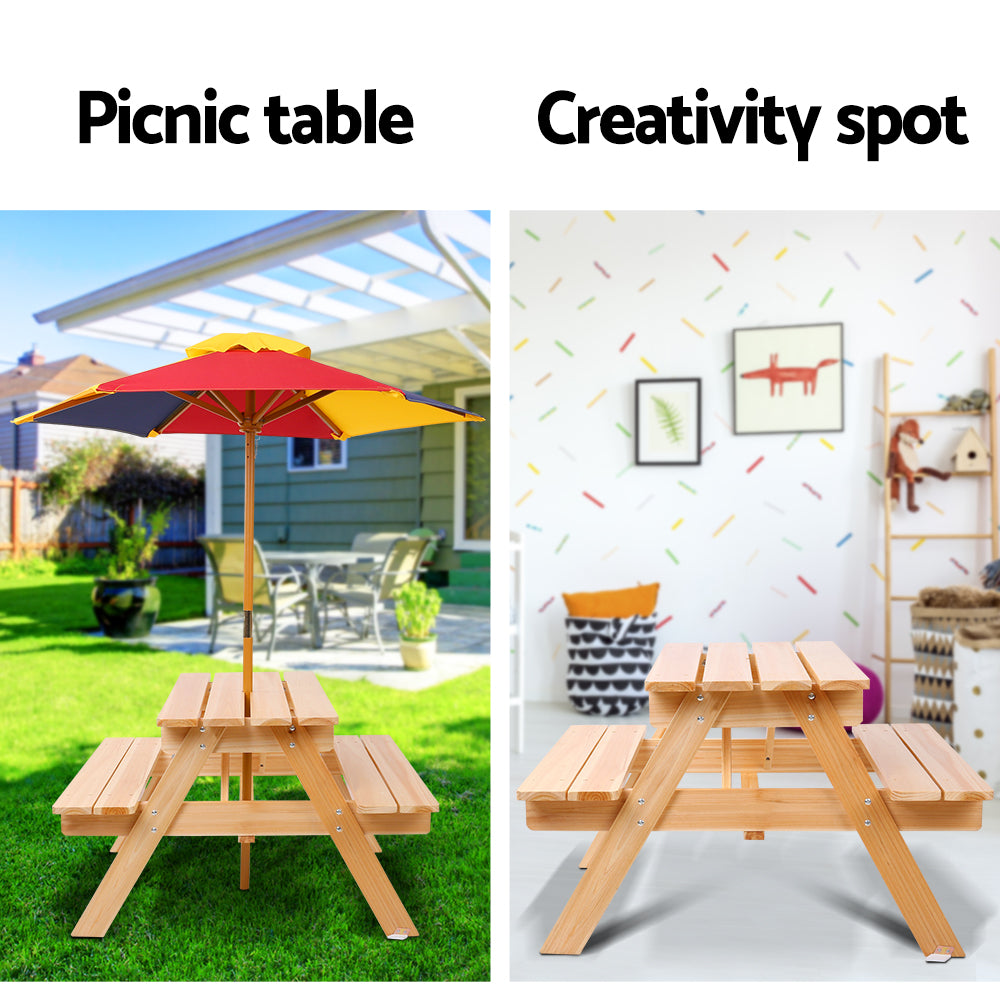 Kids Timber Picnic Table Set With Colourful Umbrella Free Shipping   ODF KID PICNIC UM NW 04 A54976b0 B48d 4631 A26f Ef306e07b8d0 