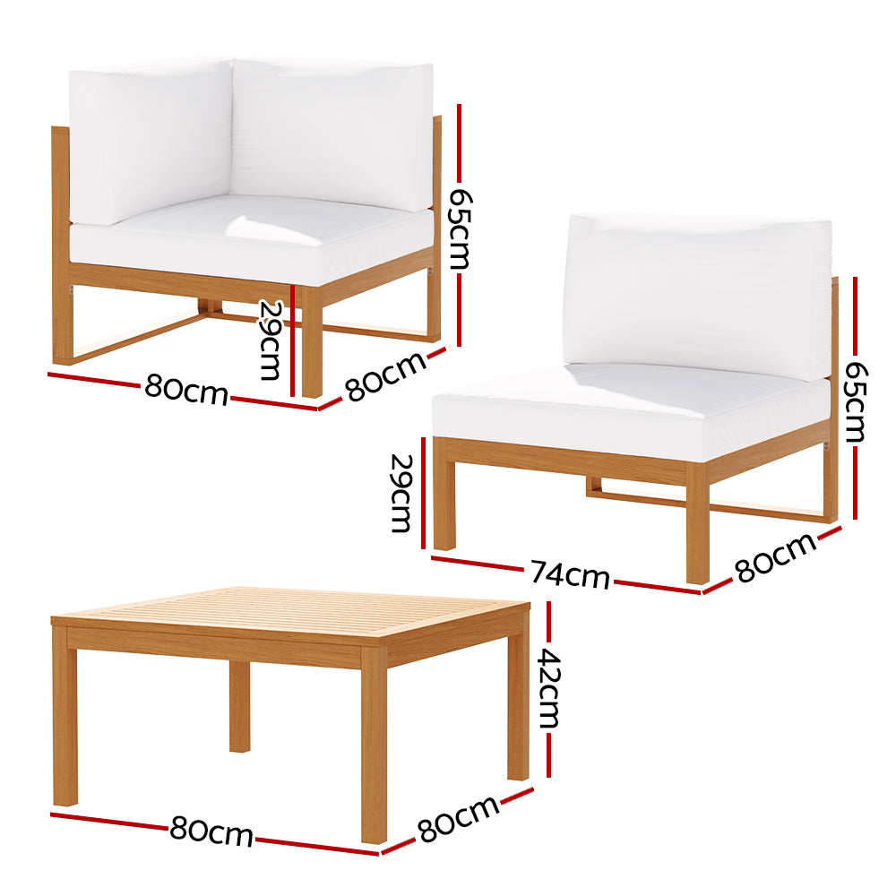 Gardeon 5 Pieces Outdoor Sofa Set 4-Seater Acacia Wood Corner Lounge Setting