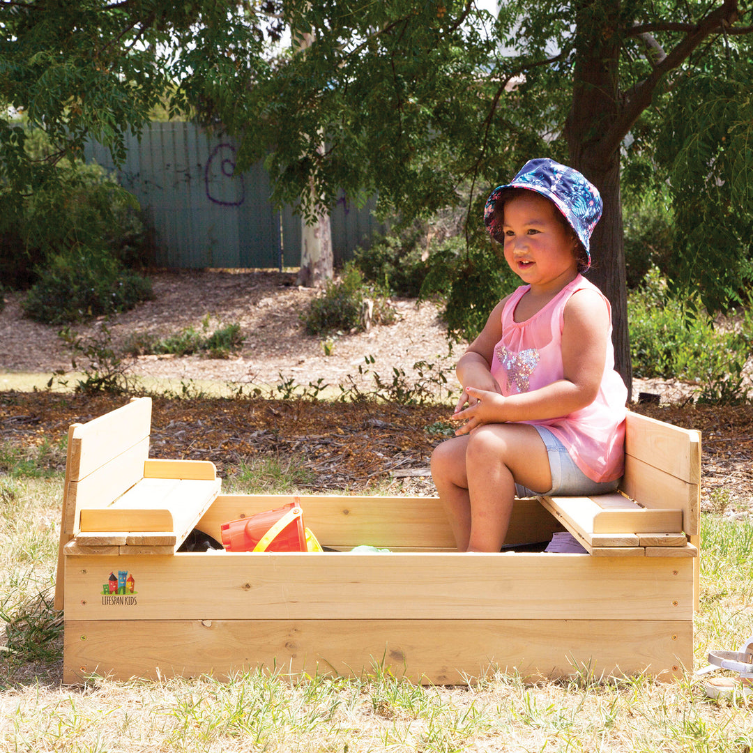 Strongbox Square Sandpit with Seat - Lifespan Kids