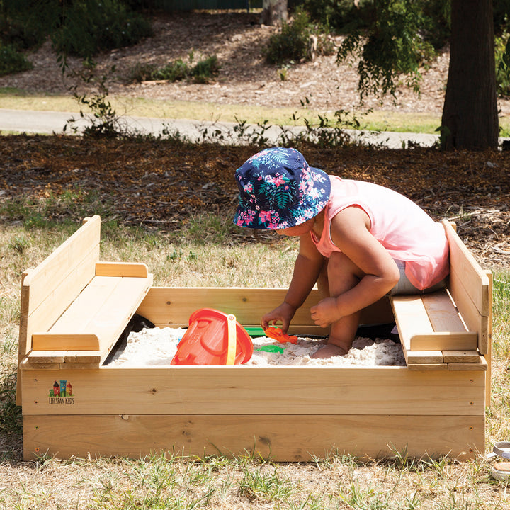 Strongbox Square Sandpit with Seat - Lifespan Kids