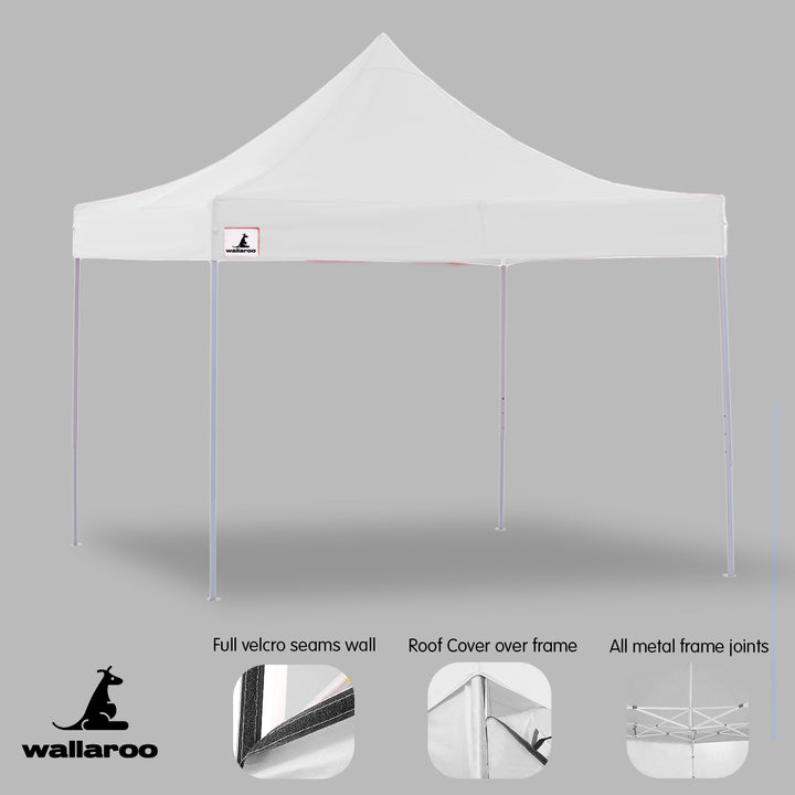 Wallaroo Gazebo Tent Marquee 3x3 PopUp Outdoor Wallaroo White